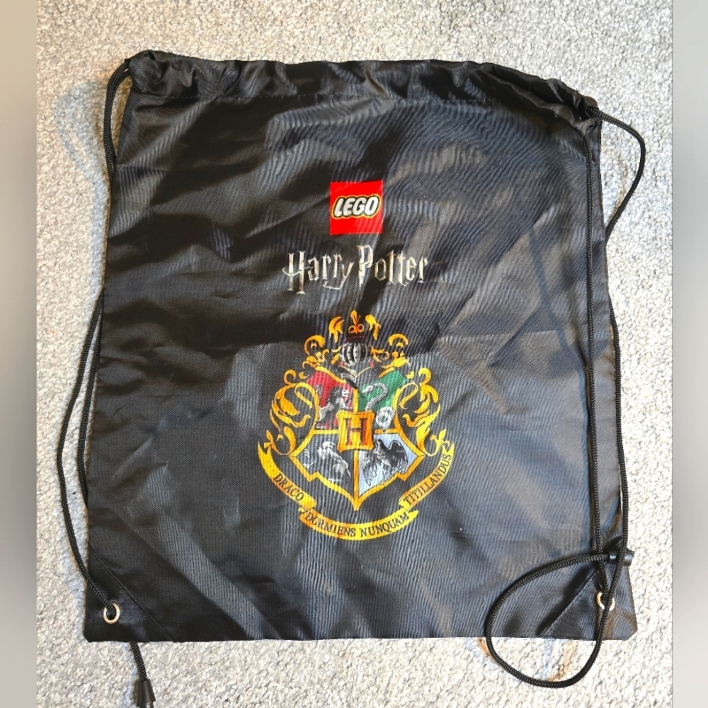 Lego Harry Potter House Crest Drawstring Cinch Nylon Bag Backpack EUC